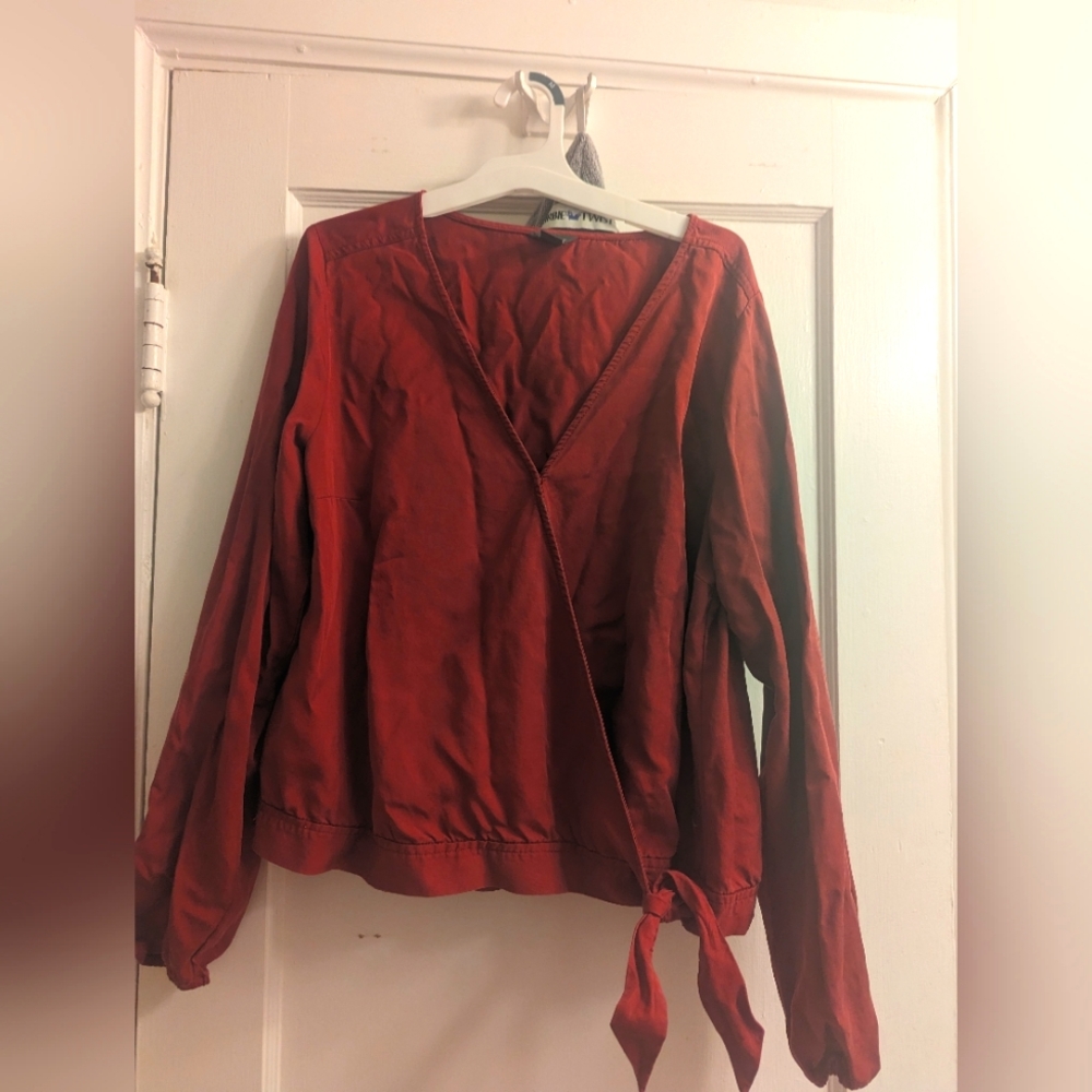 Eddie Bauer Burgundy long sleeve blouse, size Large